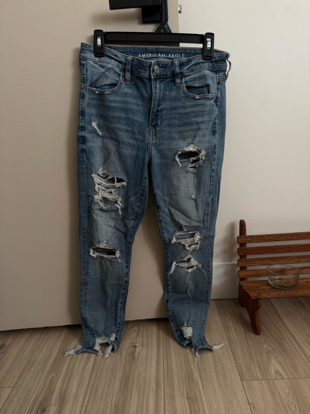 American Eagle Outfitters Distressed Medium Blue Boyfriend Jeans